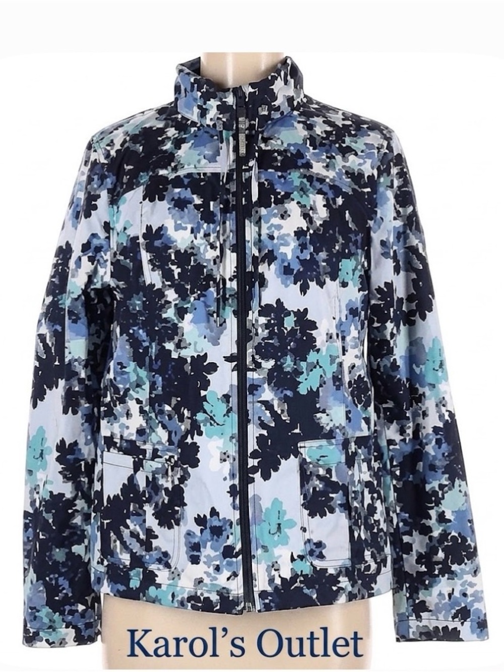 STUDIO WORKS Anorak Jacket Windbreaker Raincoat, Women’s M, Navy Pansy
